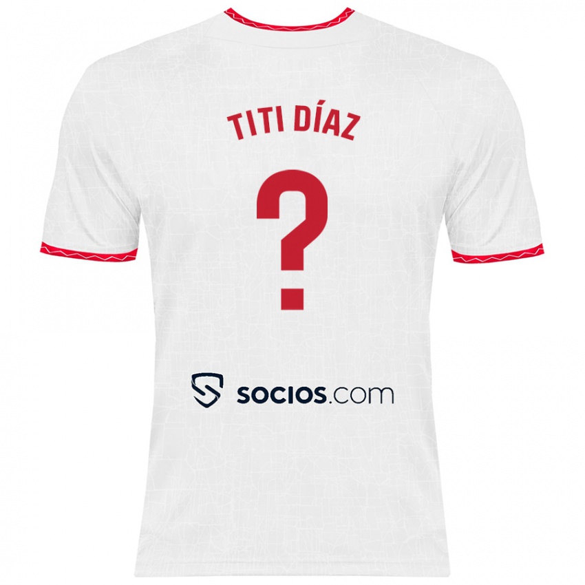 Niño Camiseta Titi Díaz #0 Blanco Rojo 1ª Equipación 2024/25 La Camisa México