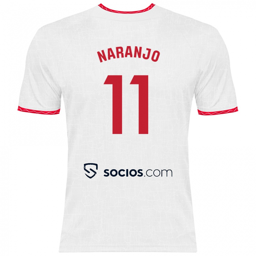 Niño Camiseta Mario Naranjo #11 Blanco Rojo 1ª Equipación 2024/25 La Camisa México