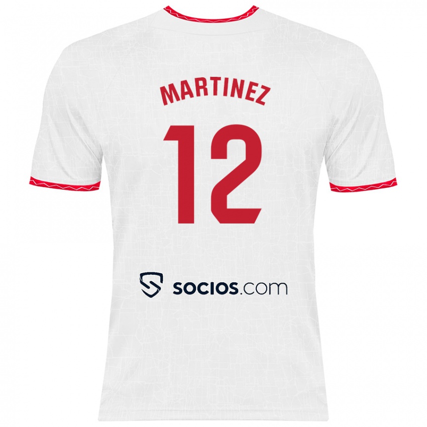 Niño Camiseta Gabri Martinez #12 Blanco Rojo 1ª Equipación 2024/25 La Camisa México