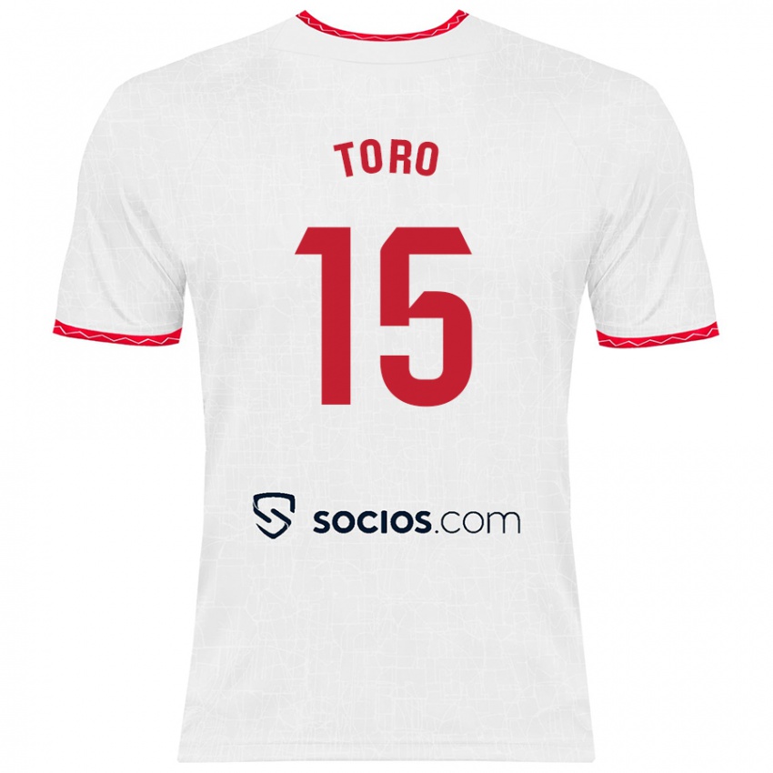 Niño Camiseta Juanan Toro #15 Blanco Rojo 1ª Equipación 2024/25 La Camisa México