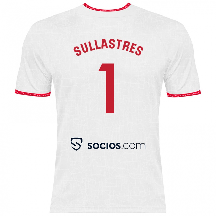 Niño Camiseta Esther Sullastres Ayuso #1 Blanco Rojo 1ª Equipación 2024/25 La Camisa México