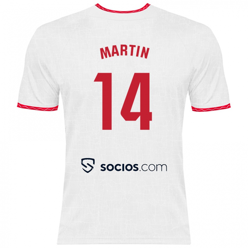 Niño Camiseta Nazareth Martín #14 Blanco Rojo 1ª Equipación 2024/25 La Camisa México