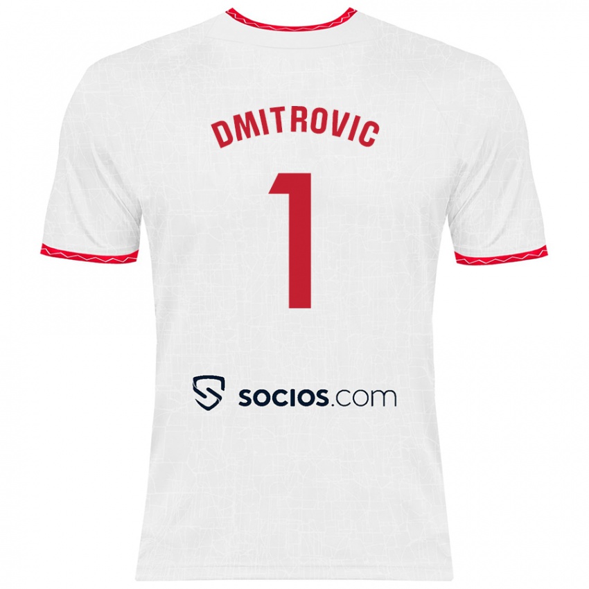 Niño Camiseta Marko Dmitrović #1 Blanco Rojo 1ª Equipación 2024/25 La Camisa México