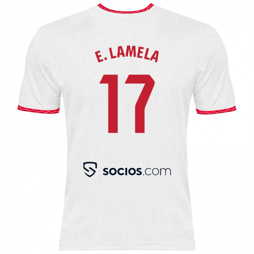 Niño Camiseta Erik Lamela #17 Blanco Rojo 1ª Equipación 2024/25 La Camisa México