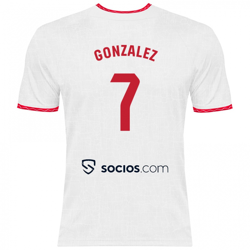 Niño Camiseta Juan González #7 Blanco Rojo 1ª Equipación 2024/25 La Camisa México