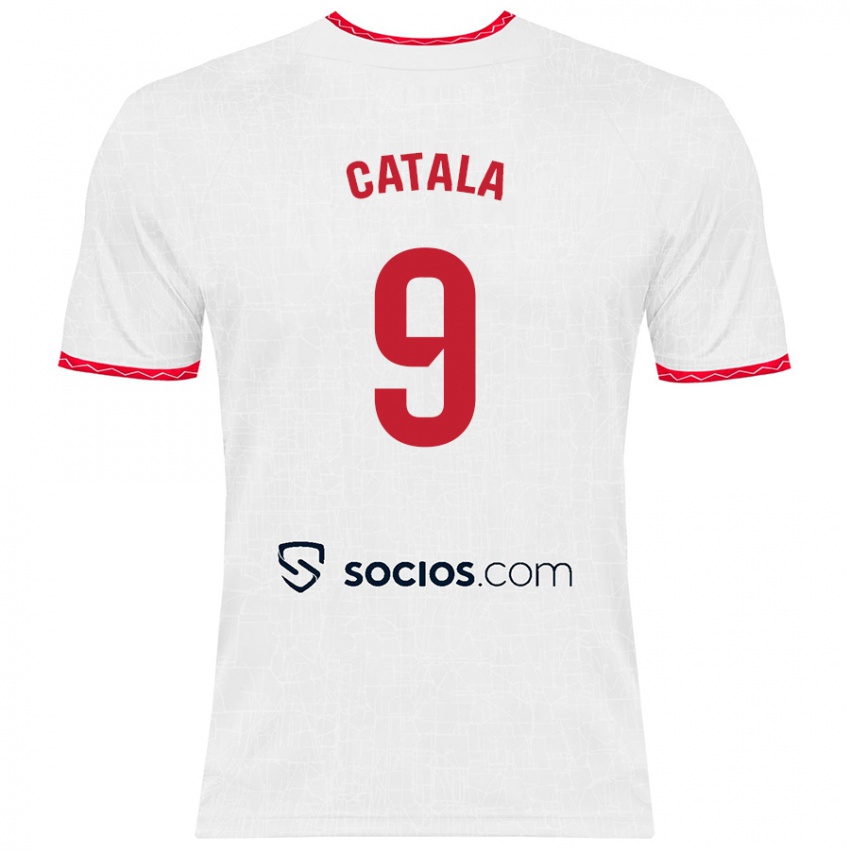 Niño Camiseta Rubén Catalá #9 Blanco Rojo 1ª Equipación 2024/25 La Camisa México