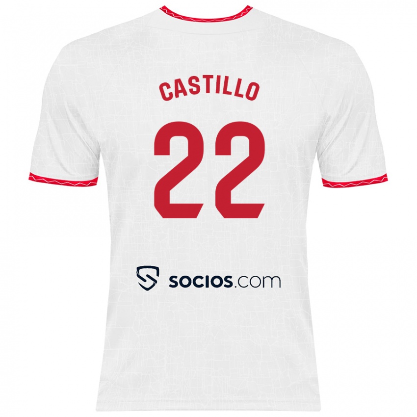 Niño Camiseta José Castillo #22 Blanco Rojo 1ª Equipación 2024/25 La Camisa México