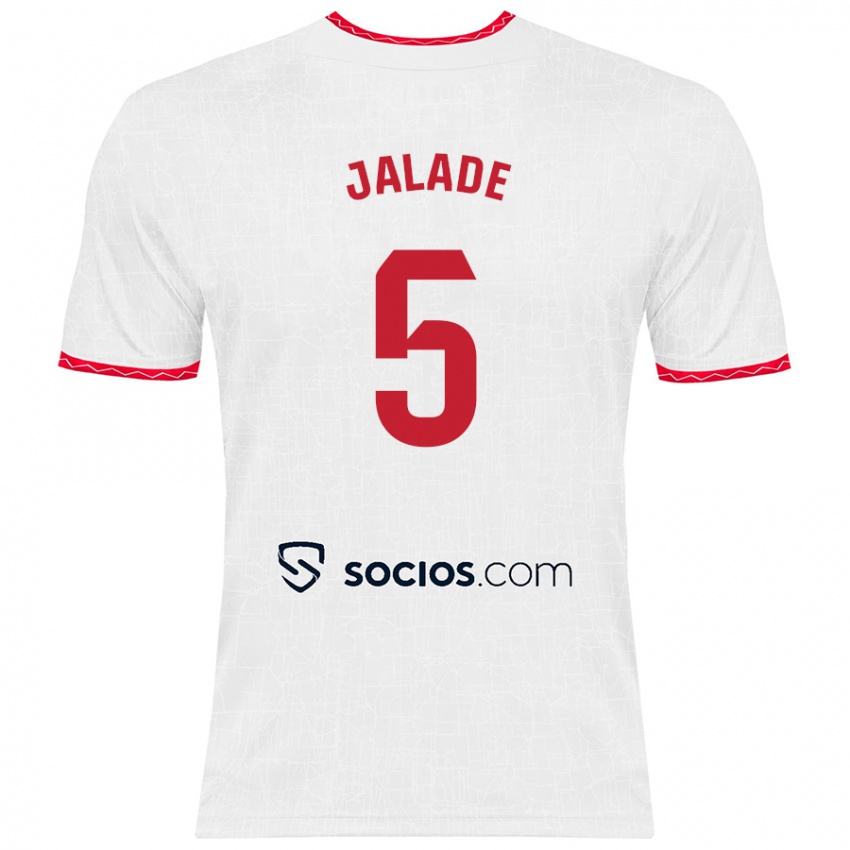 Niño Camiseta Robert Jalade #5 Blanco Rojo 1ª Equipación 2024/25 La Camisa México