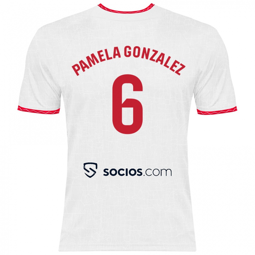 Niño Camiseta Cinthia Pamela González Medina #6 Blanco Rojo 1ª Equipación 2024/25 La Camisa México