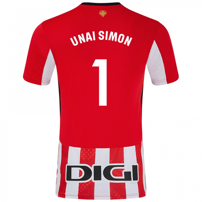 Niño Camiseta Unai Simón #1 Rojo Blanco 1ª Equipación 2024/25 La Camisa México