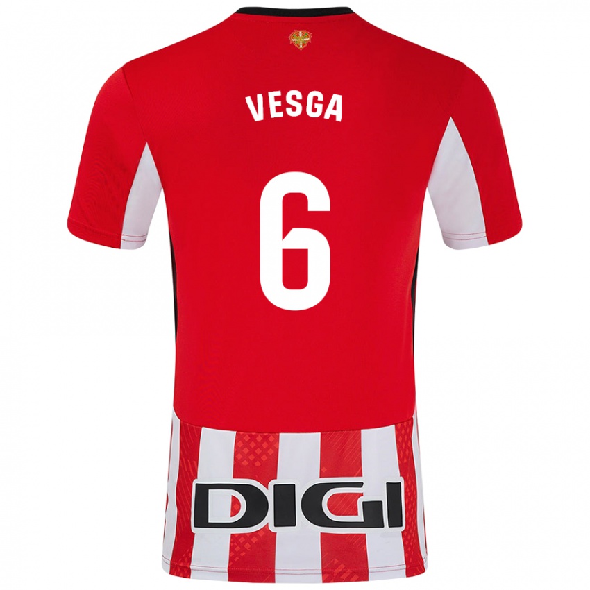 Niño Camiseta Mikel Vesga #6 Rojo Blanco 1ª Equipación 2024/25 La Camisa México