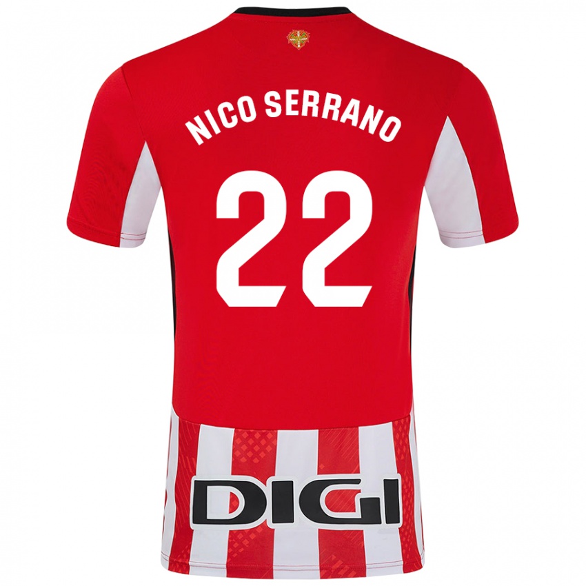 Niño Camiseta Nico Serrano #22 Rojo Blanco 1ª Equipación 2024/25 La Camisa México