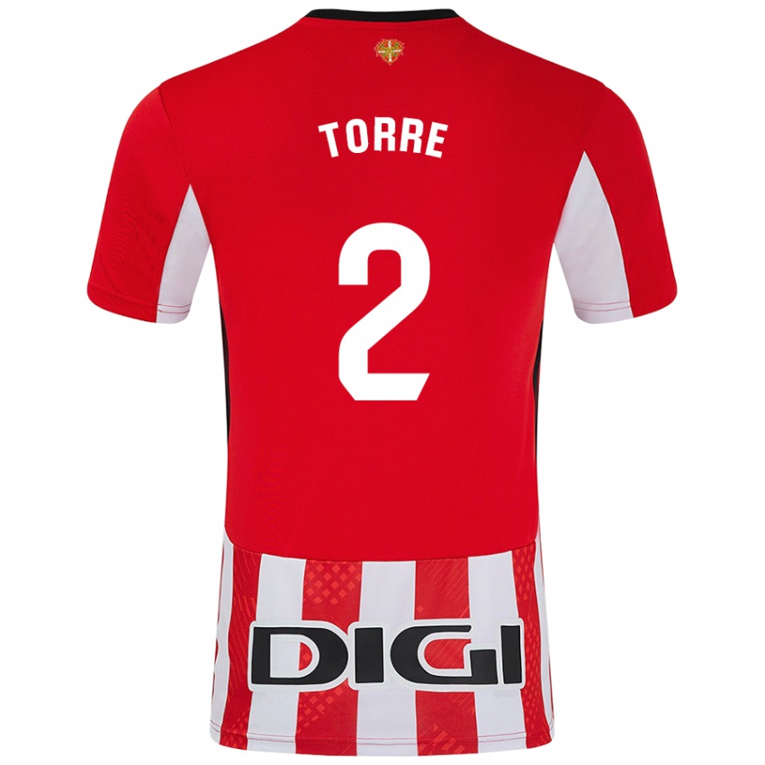 Niño Camiseta Maddi Torre #2 Rojo Blanco 1ª Equipación 2024/25 La Camisa México