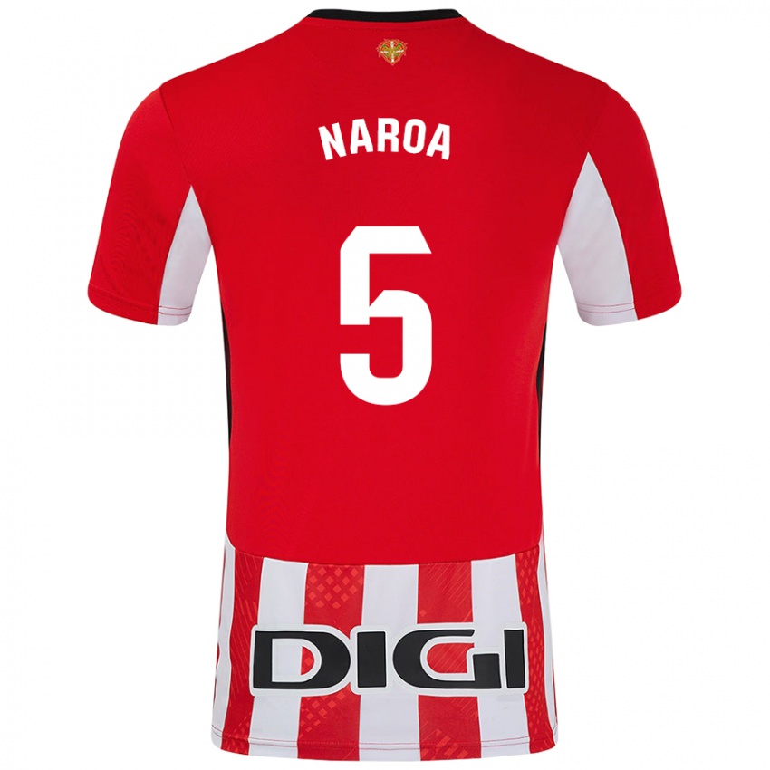 Niño Camiseta Naroa #5 Rojo Blanco 1ª Equipación 2024/25 La Camisa México