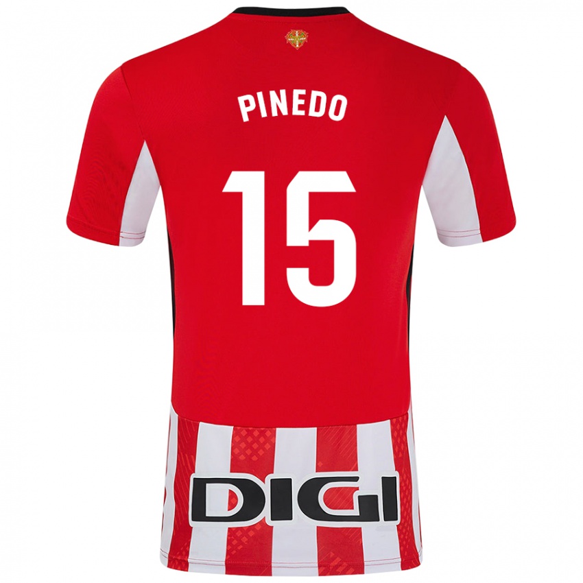 Niño Camiseta Clara Pinedo Castresana #15 Rojo Blanco 1ª Equipación 2024/25 La Camisa México