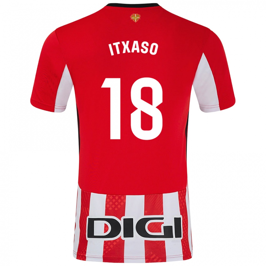 Niño Camiseta Itxaso Uriarte Santamaria #18 Rojo Blanco 1ª Equipación 2024/25 La Camisa México