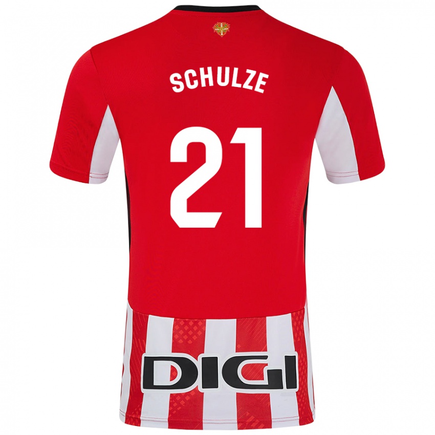 Niño Camiseta Bibiane Schulze #21 Rojo Blanco 1ª Equipación 2024/25 La Camisa México