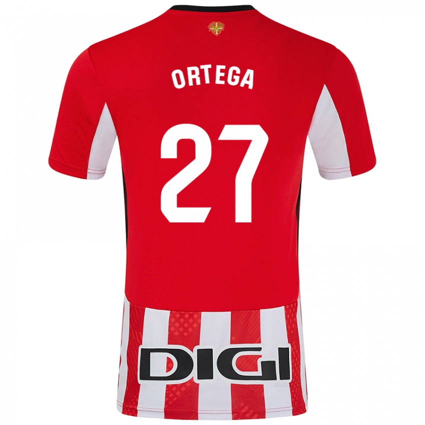 Niño Camiseta Sara Ortega #27 Rojo Blanco 1ª Equipación 2024/25 La Camisa México