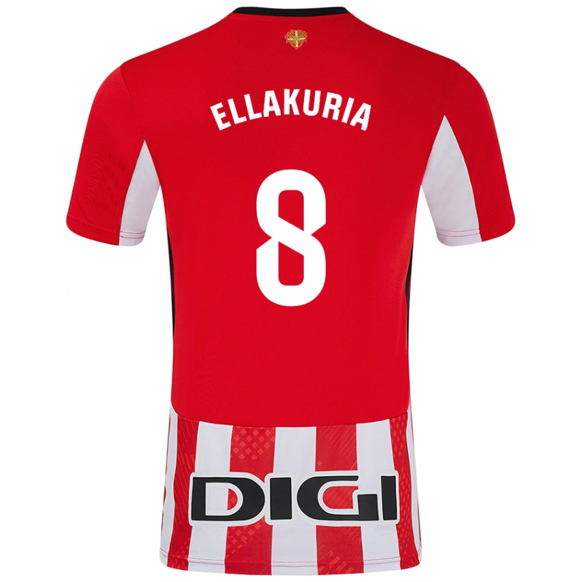 Niño Camiseta Eneko Ellakuria #8 Rojo Blanco 1ª Equipación 2024/25 La Camisa México