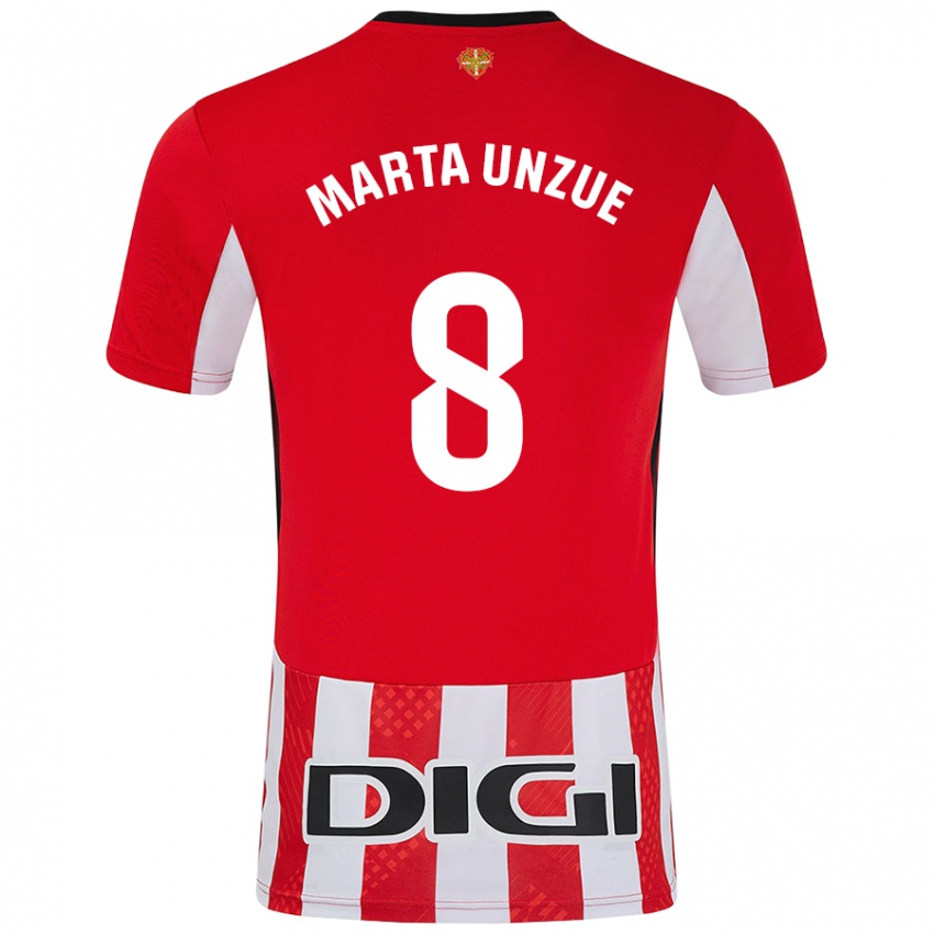 Niño Camiseta Marta Unzué Urdániz #8 Rojo Blanco 1ª Equipación 2024/25 La Camisa México