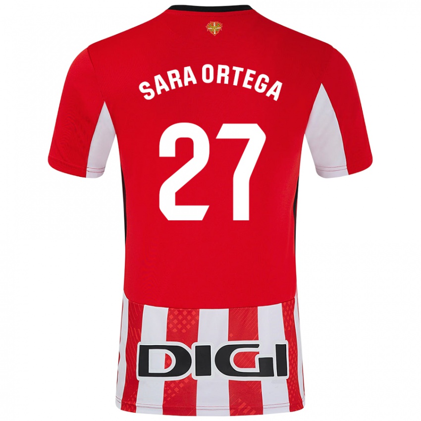 Niño Camiseta Sara Ortega Ruiz #27 Rojo Blanco 1ª Equipación 2024/25 La Camisa México