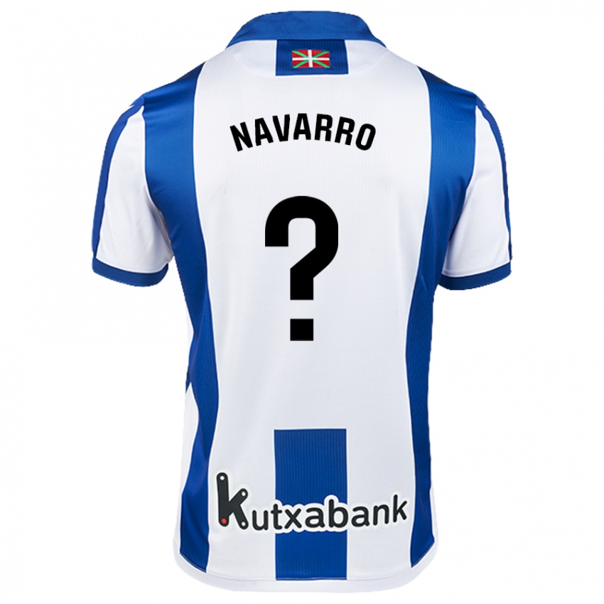 Niño Camiseta Robert Navarro #0 Blanco Azul 1ª Equipación 2024/25 La Camisa México