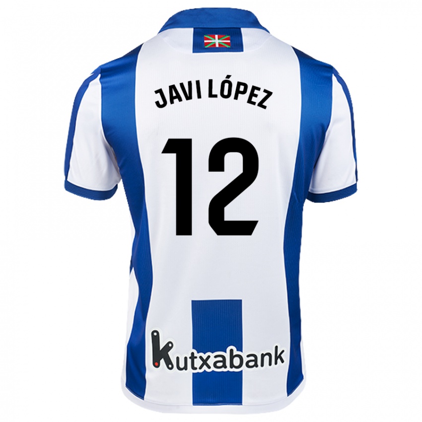 Niño Camiseta Javi López #12 Blanco Azul 1ª Equipación 2024/25 La Camisa México