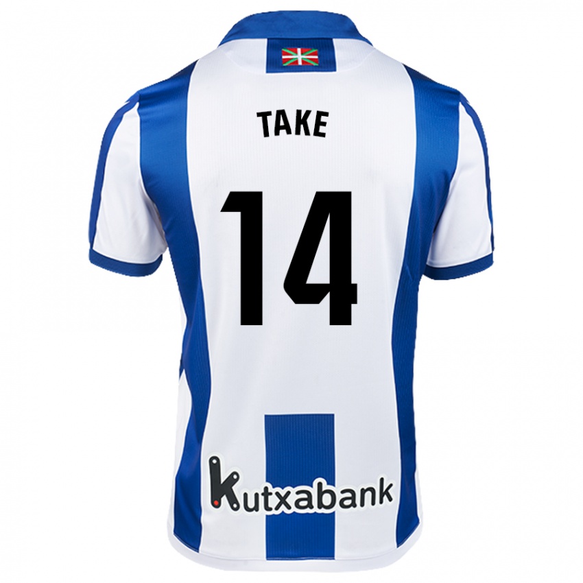 Niño Camiseta Takefusa Kubo #14 Blanco Azul 1ª Equipación 2024/25 La Camisa México