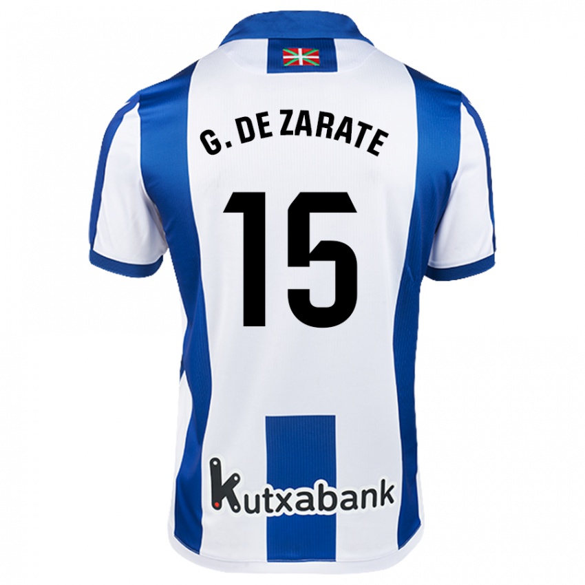 Niño Camiseta Urko González De Zarate #15 Blanco Azul 1ª Equipación 2024/25 La Camisa México