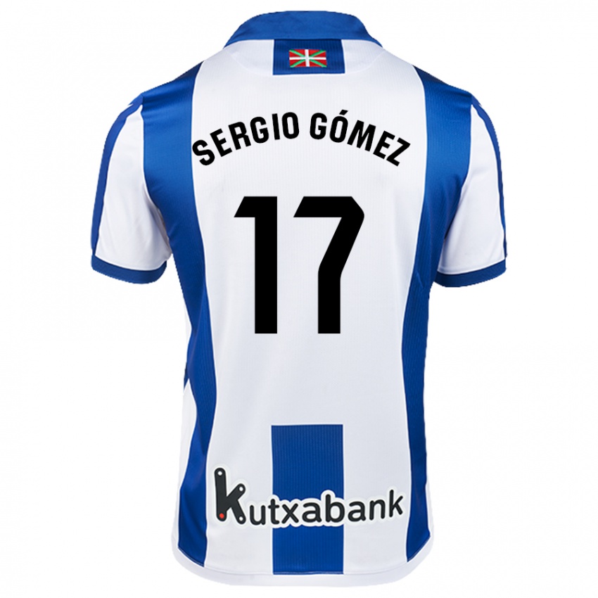 Niño Camiseta Sergio Gómez #17 Blanco Azul 1ª Equipación 2024/25 La Camisa México