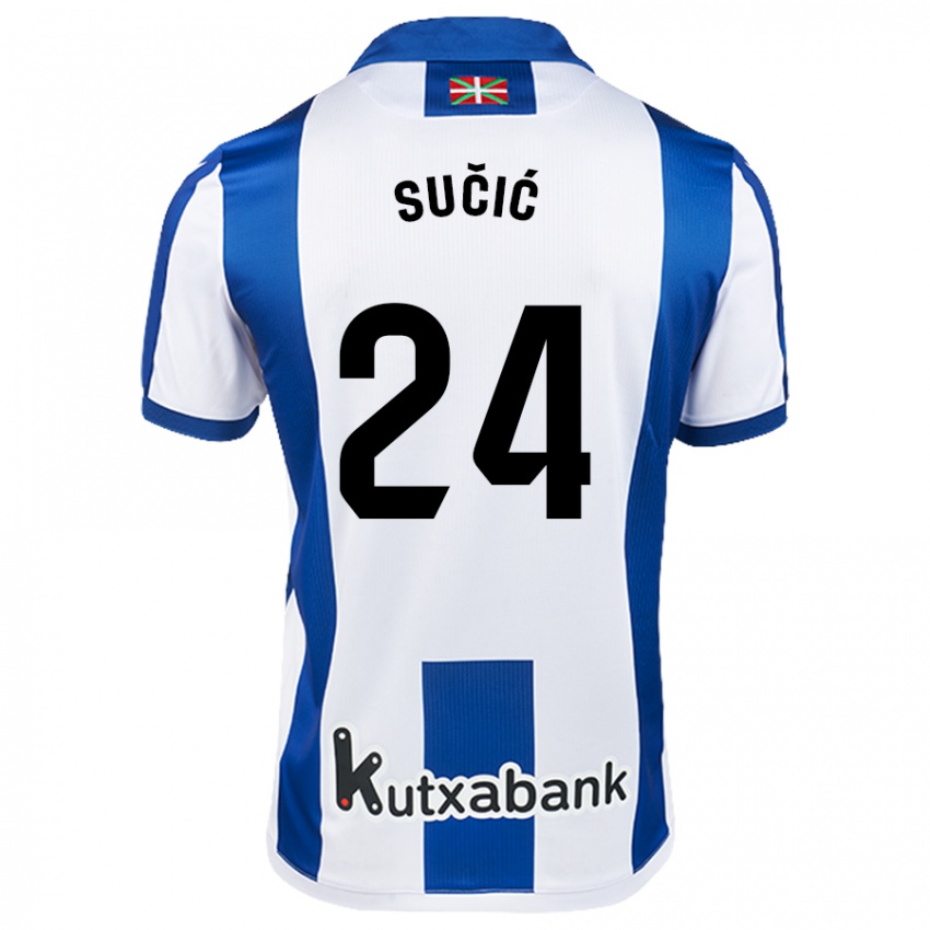 Niño Camiseta Luka Sucic #24 Blanco Azul 1ª Equipación 2024/25 La Camisa México