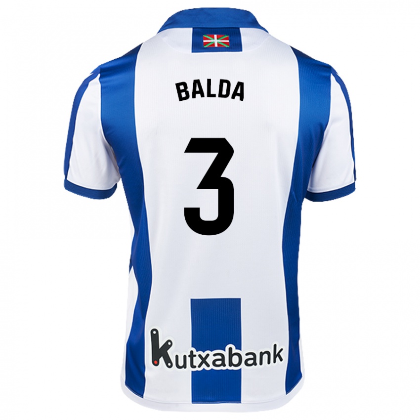 Niño Camiseta Jon Balda #3 Blanco Azul 1ª Equipación 2024/25 La Camisa México