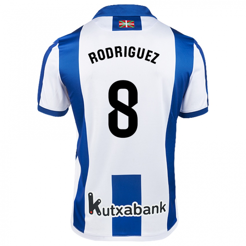 Niño Camiseta Mikel Rodriguez #8 Blanco Azul 1ª Equipación 2024/25 La Camisa México