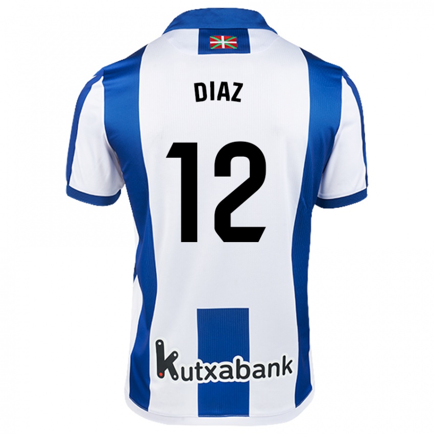 Niño Camiseta Ekain Díaz #12 Blanco Azul 1ª Equipación 2024/25 La Camisa México