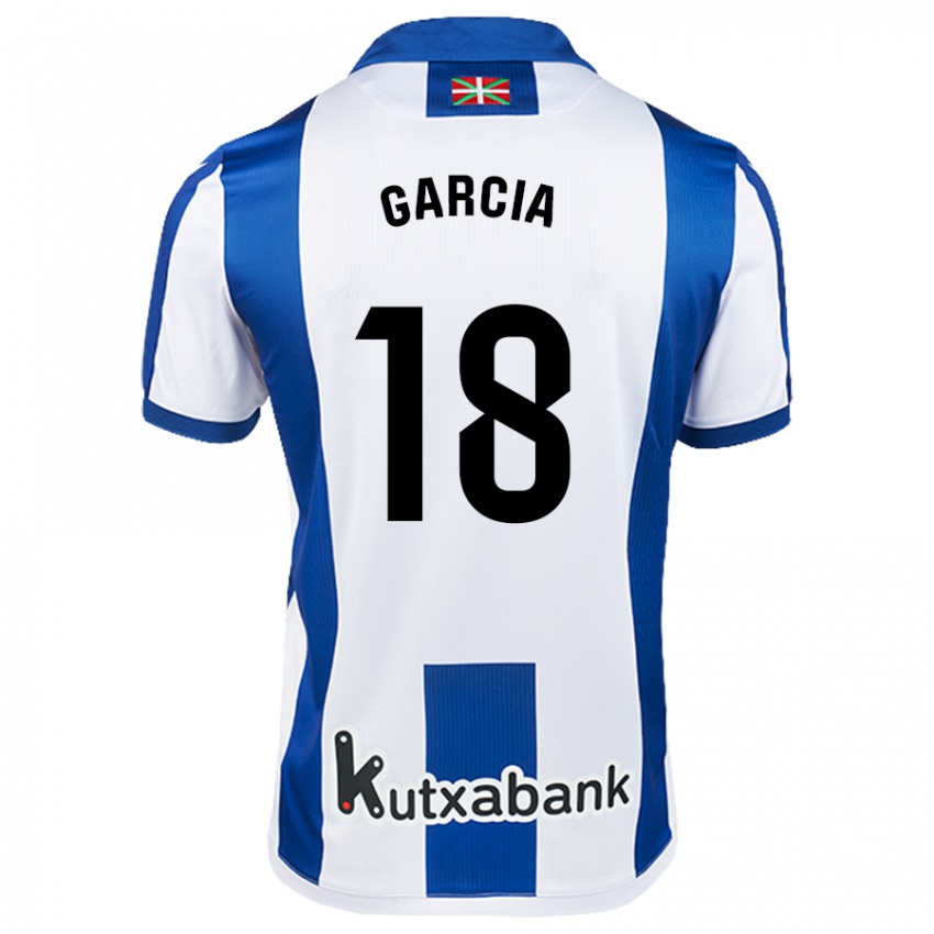 Niño Camiseta Eder García #18 Blanco Azul 1ª Equipación 2024/25 La Camisa México