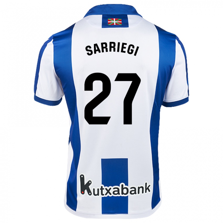 Niño Camiseta Nora Sarriegi #27 Blanco Azul 1ª Equipación 2024/25 La Camisa México