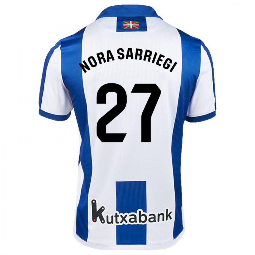 Niño Camiseta Nora Sarriegi Galdos #27 Blanco Azul 1ª Equipación 2024/25 La Camisa México