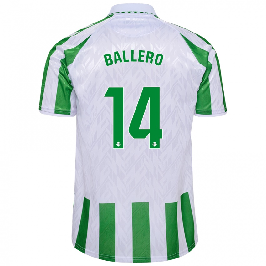 Niño Camiseta Sander Ballero #14 Verde Rayas Blancas 1ª Equipación 2024/25 La Camisa México