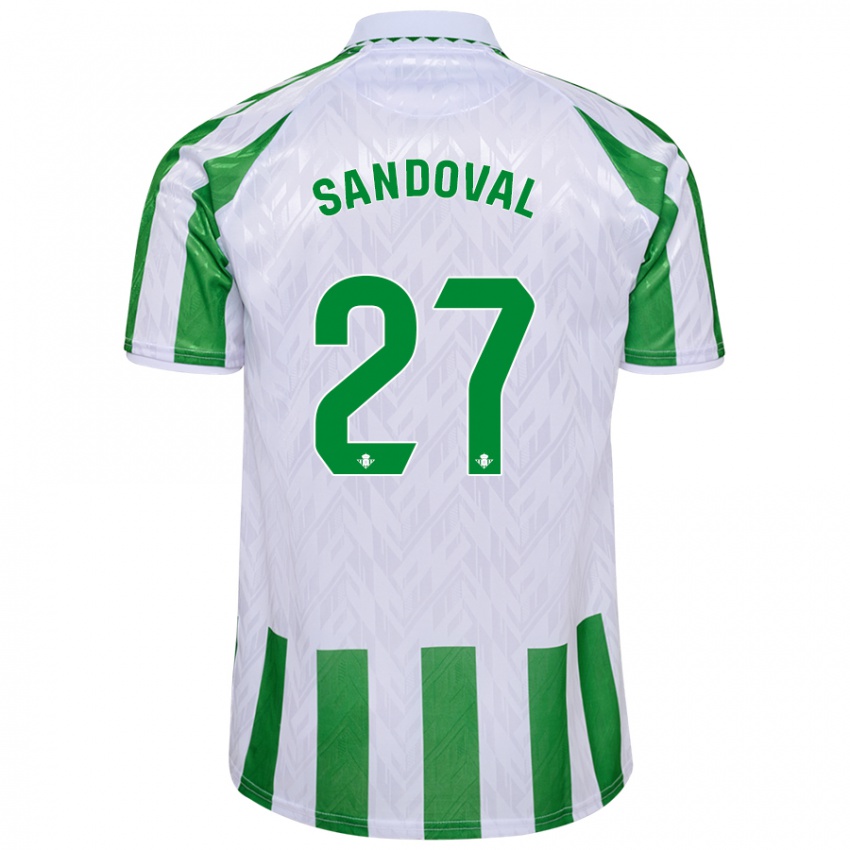 Niño Camiseta Keimer Sandoval #27 Verde Rayas Blancas 1ª Equipación 2024/25 La Camisa México