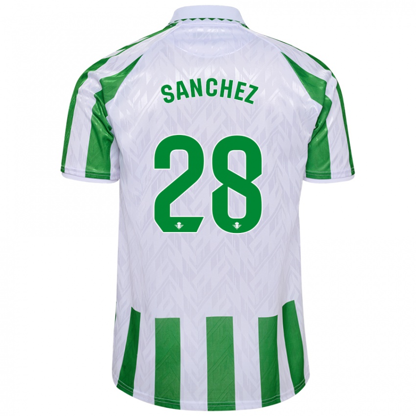 Niño Camiseta Marina Sánchez #28 Verde Rayas Blancas 1ª Equipación 2024/25 La Camisa México