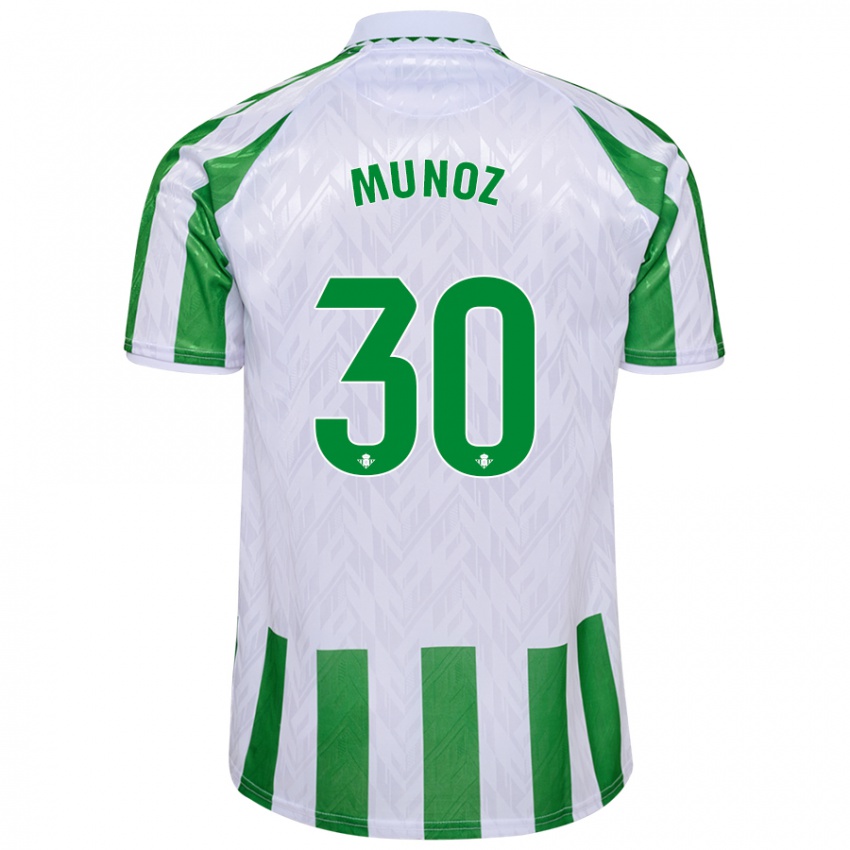 Niño Camiseta Blanca Muñoz #30 Verde Rayas Blancas 1ª Equipación 2024/25 La Camisa México