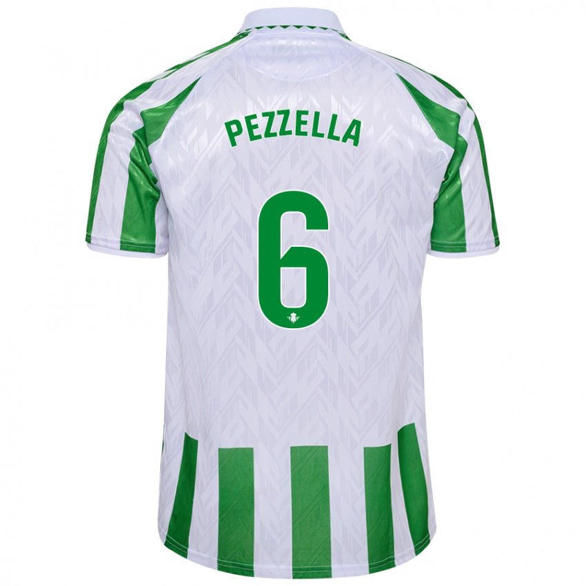 Niño Camiseta Germán Pezzella #6 Verde Rayas Blancas 1ª Equipación 2024/25 La Camisa México