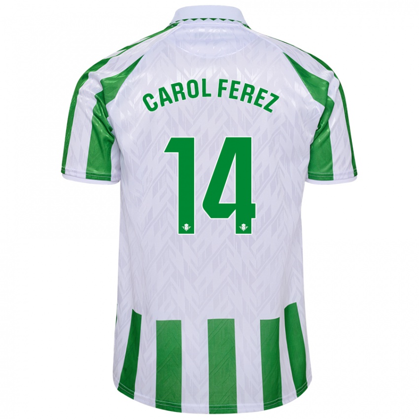 Niño Camiseta Carolina Férez Méndez #14 Verde Rayas Blancas 1ª Equipación 2024/25 La Camisa México