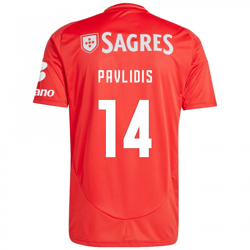 Niño Camiseta Vangelis Pavlidis #14 Rojo Blanco 1ª Equipación 2024/25 La Camisa México