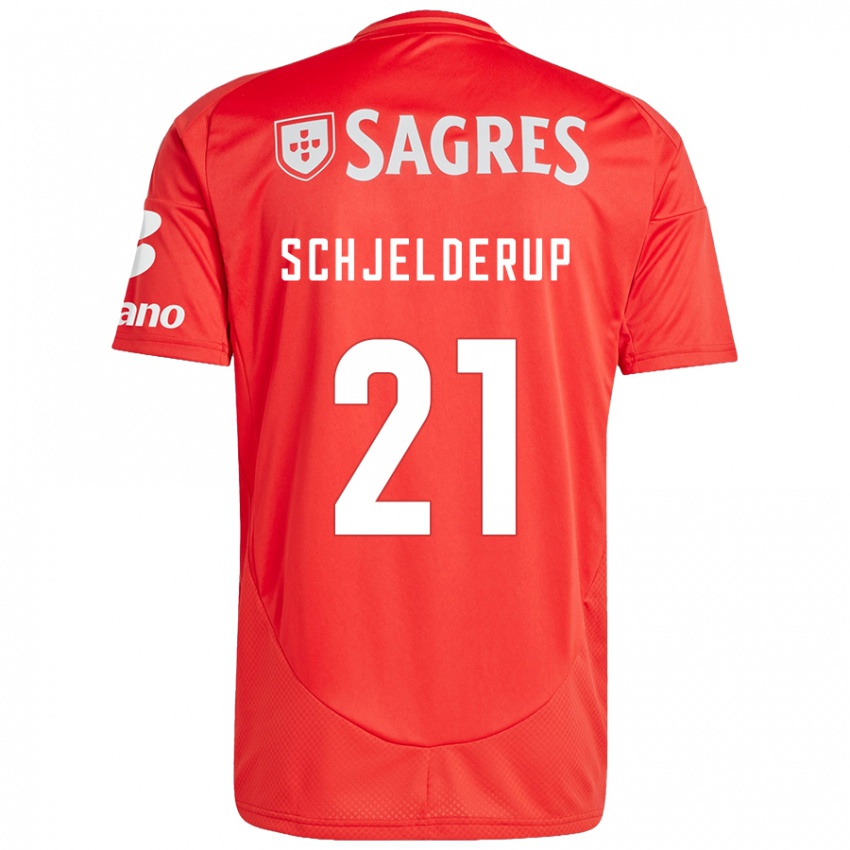 Niño Camiseta Andreas Schjelderup #21 Rojo Blanco 1ª Equipación 2024/25 La Camisa México