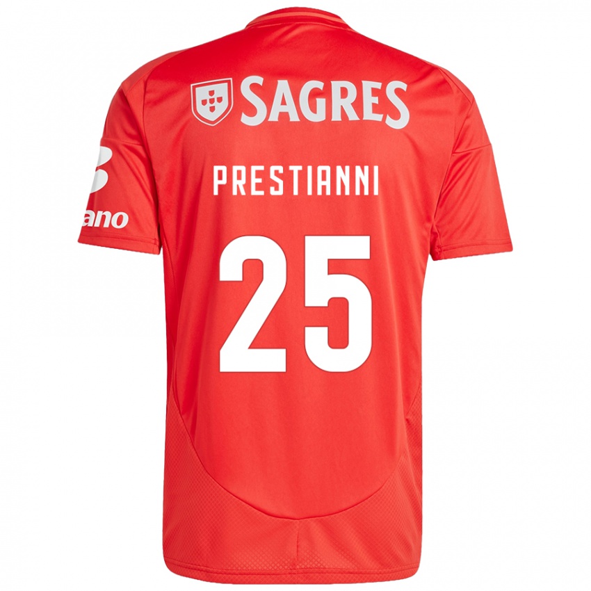 Niño Camiseta Gianluca Prestianni #25 Rojo Blanco 1ª Equipación 2024/25 La Camisa México