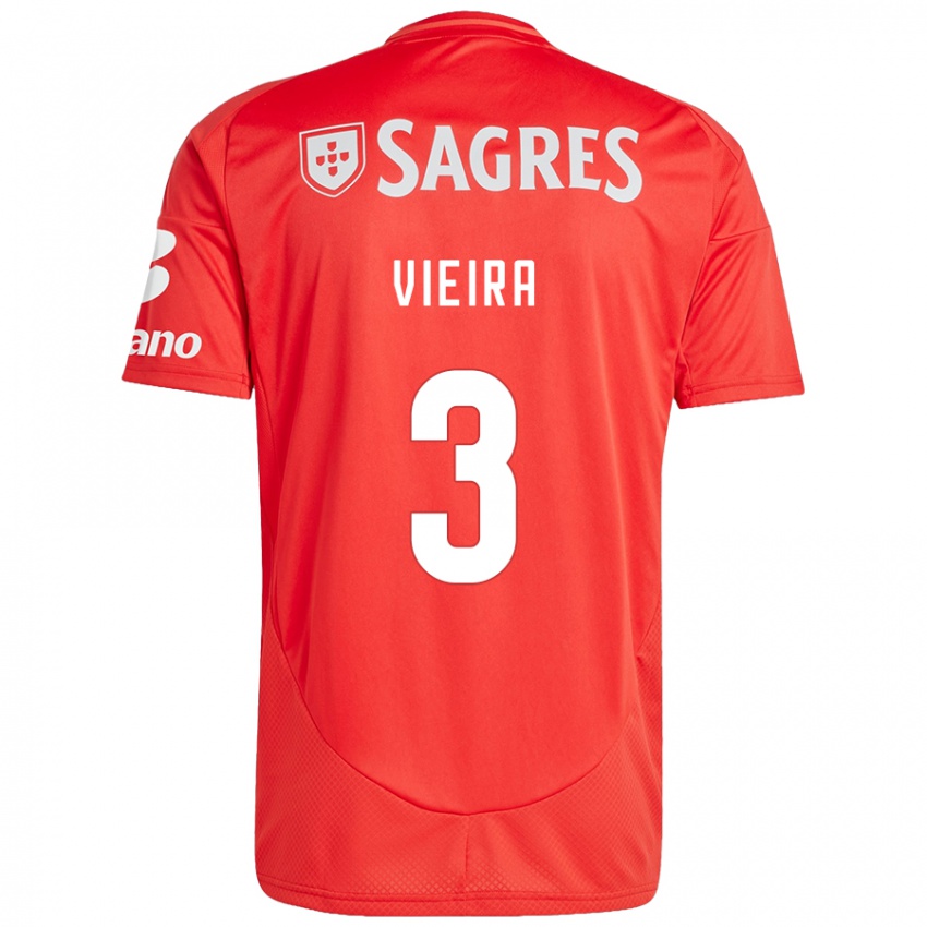 Niño Camiseta Miguel Vieira #3 Rojo Blanco 1ª Equipación 2024/25 La Camisa México