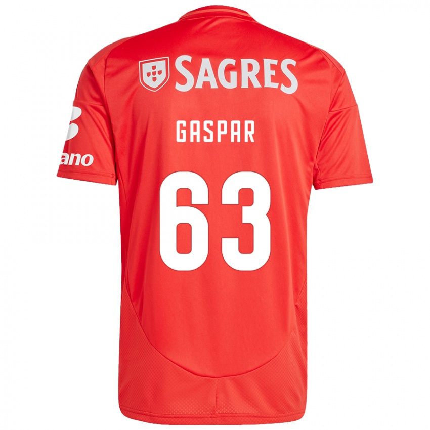 Niño Camiseta Guilherme Gaspar #63 Rojo Blanco 1ª Equipación 2024/25 La Camisa México