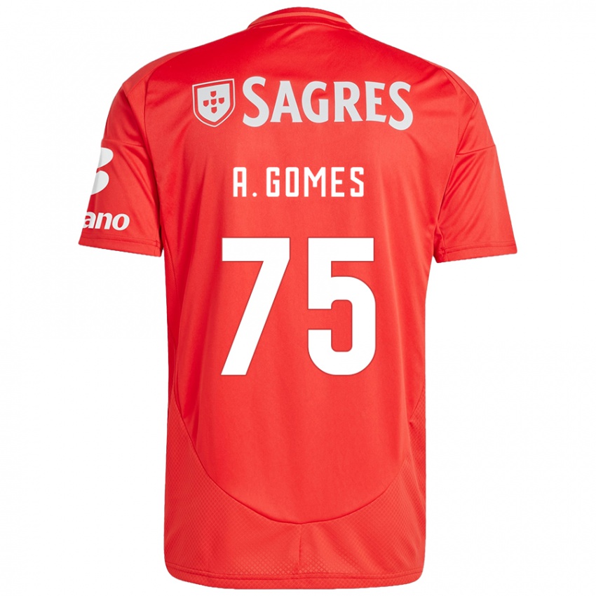 Niño Camiseta André Gomes #75 Rojo Blanco 1ª Equipación 2024/25 La Camisa México