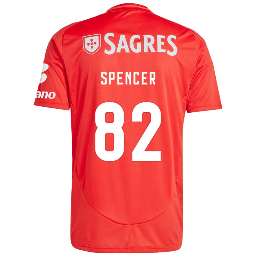 Niño Camiseta Diogo Spencer #82 Rojo Blanco 1ª Equipación 2024/25 La Camisa México